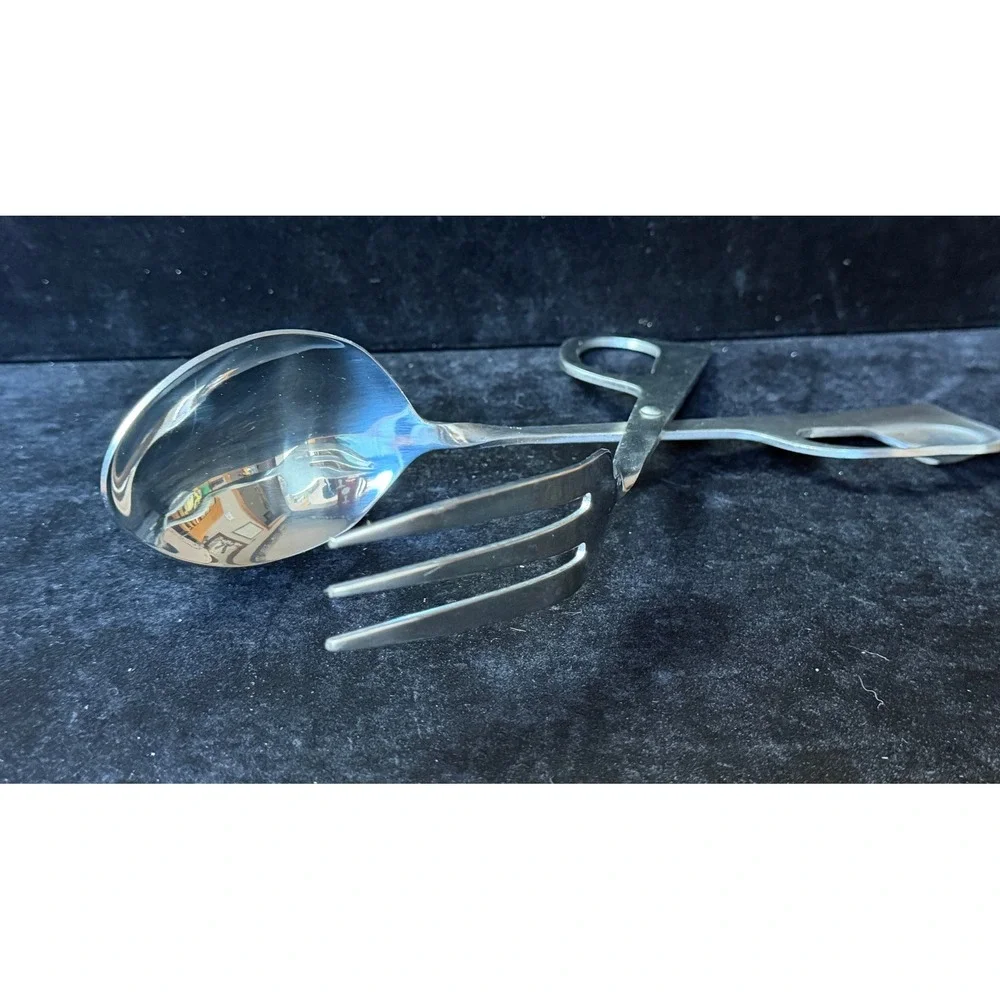 Vintage Scissor Salad Tongs 18/8 Stainless Steel Serving Spoon Fork Mid Century